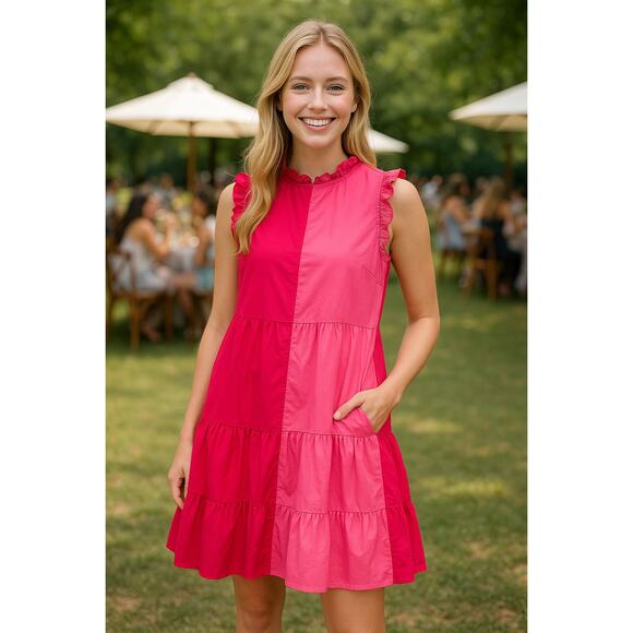 THML Pink Tiered Dress
 - Size S - Picture 1 of 14